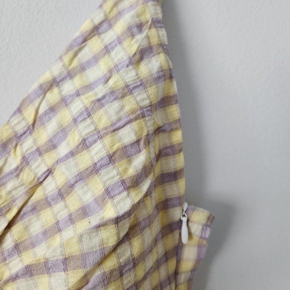 Zara Gingham Front Twist Midi Dress with Front Slit - Picture 6 of 8